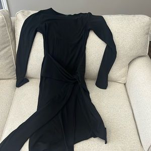Vici midi wrap dress with slit. Black. Size large.